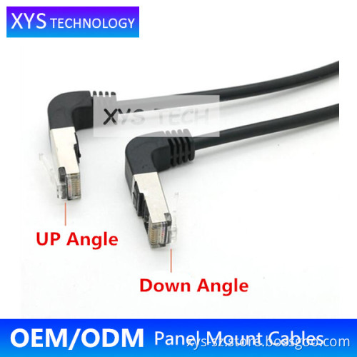XYS TECH UP Angle RJ45 male to RJ45 female with Screws Panel Mount UTP Cat5e Patch Cord/